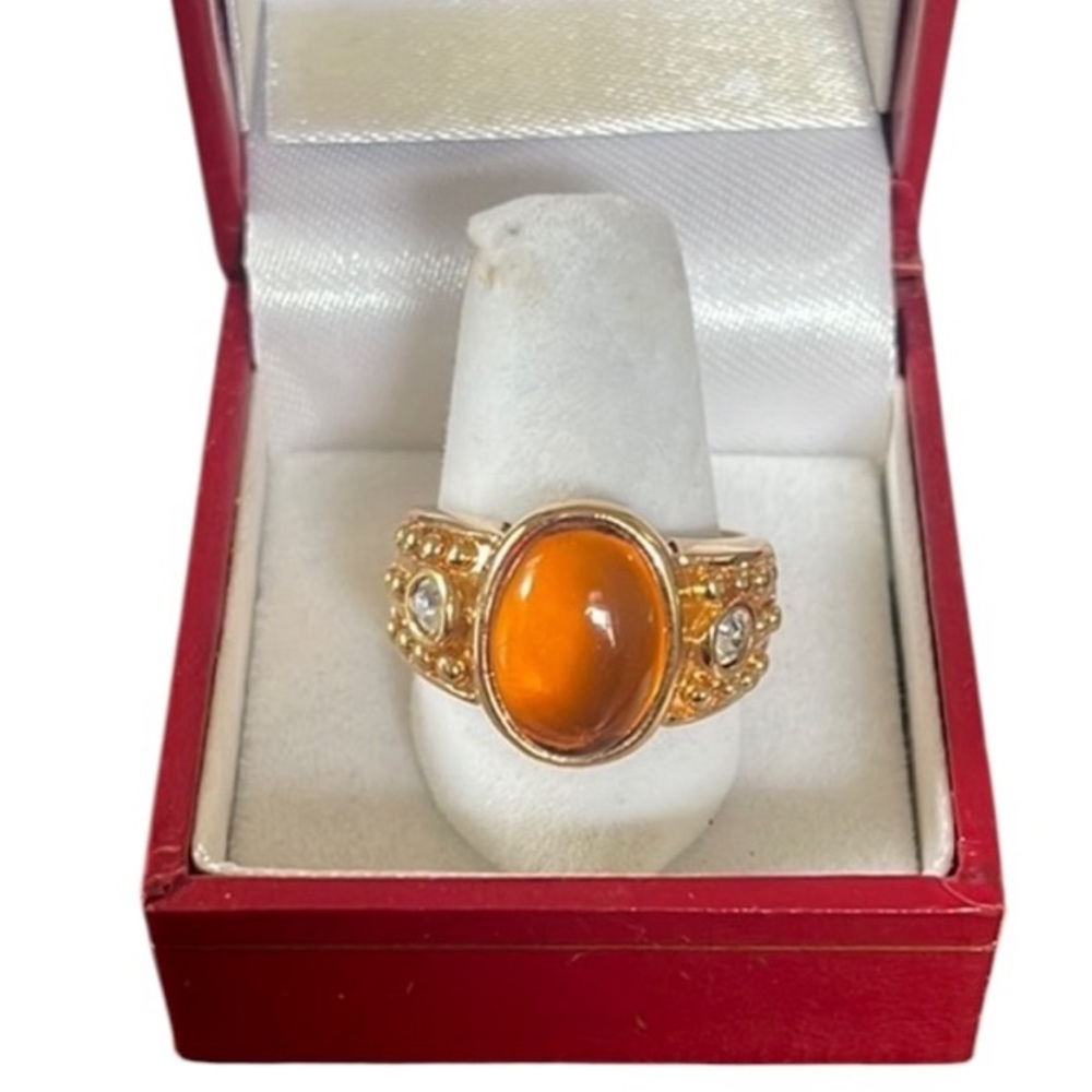 Vintage Louis Stern 18kt Gold Overlay 925 Mexican Opal Ring